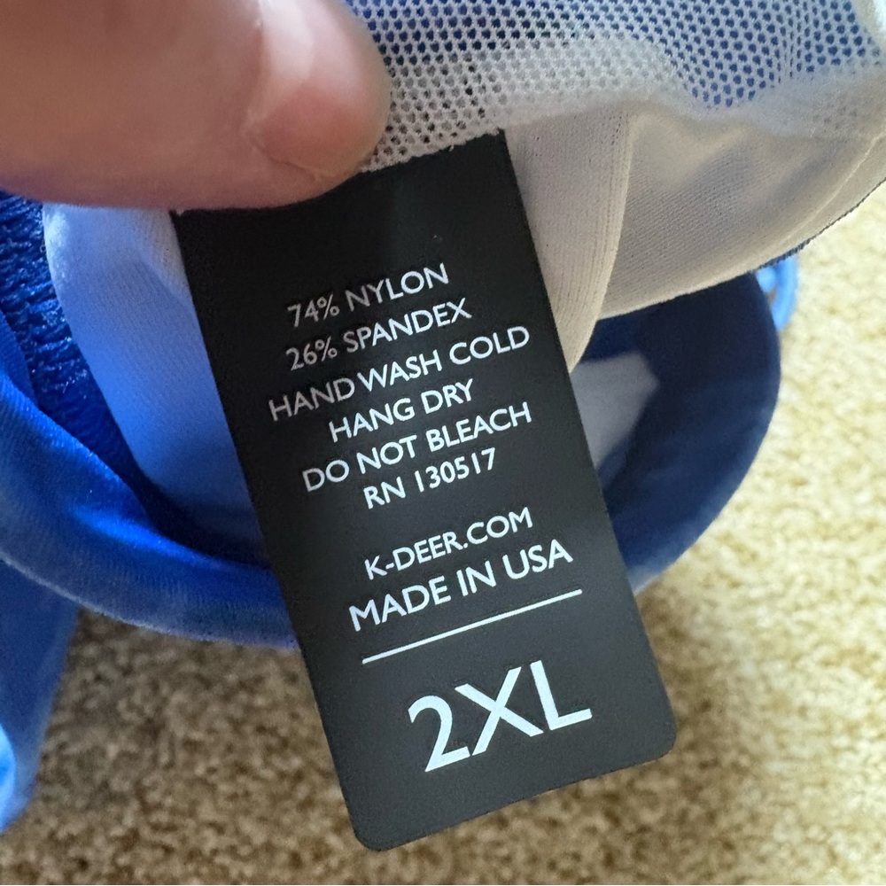 K-DEER Triple Loop Sports Bra Luna Blue Tie Dye 2XL NWT Made USA - Picture 4 of 4